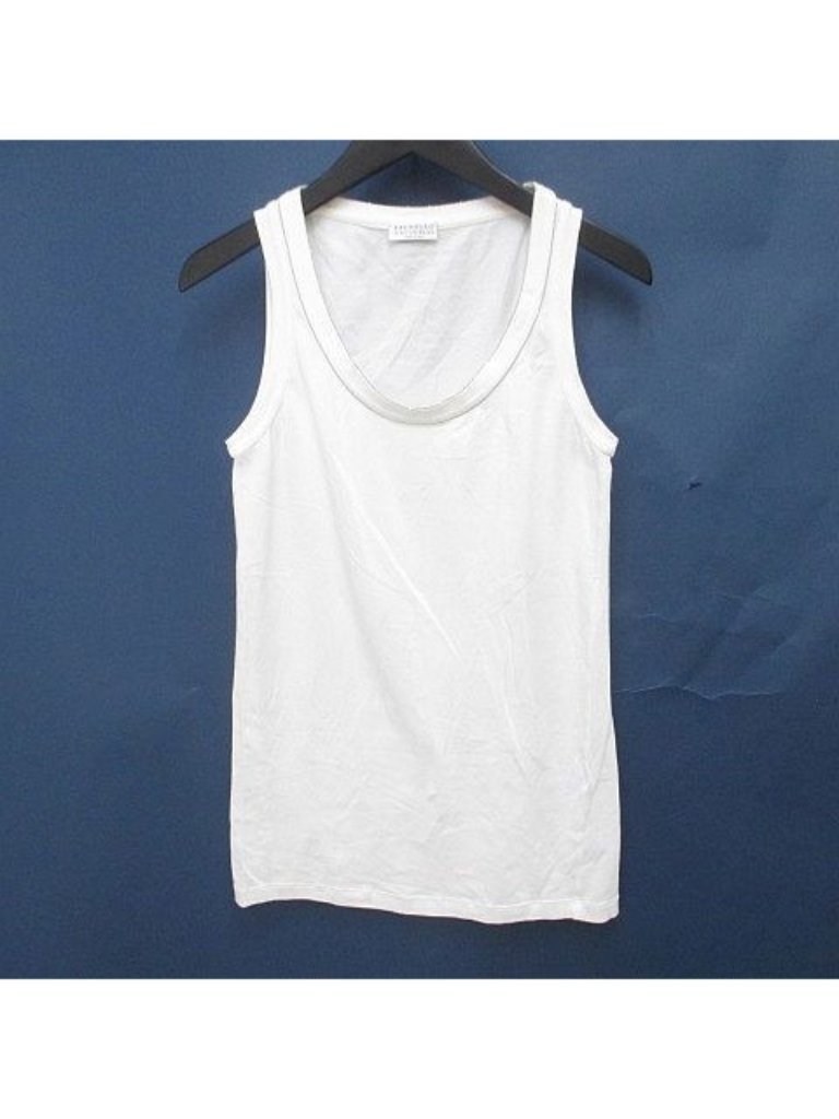 Brunello Cucinelli Sleeveless Top Monitor Decoration White Rib Fabric